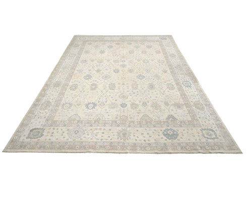 12x15 Beige Ziegler Afghan Hand Knotted Wool Area Rug